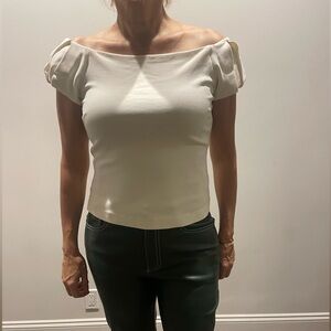 Ted Baker Cream Off-Shoulder Short Sleeve Top